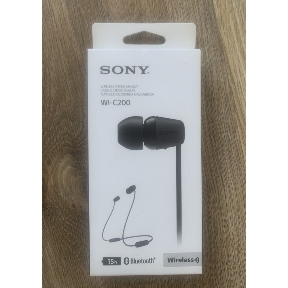 For Sony WI-C200 Wireless In-Ear Extra Bass Sport Headphones With Mic-Black